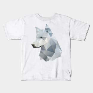 Dramabite Low-poly polygon grey wolf geometric minimal illustration Kids T-Shirt